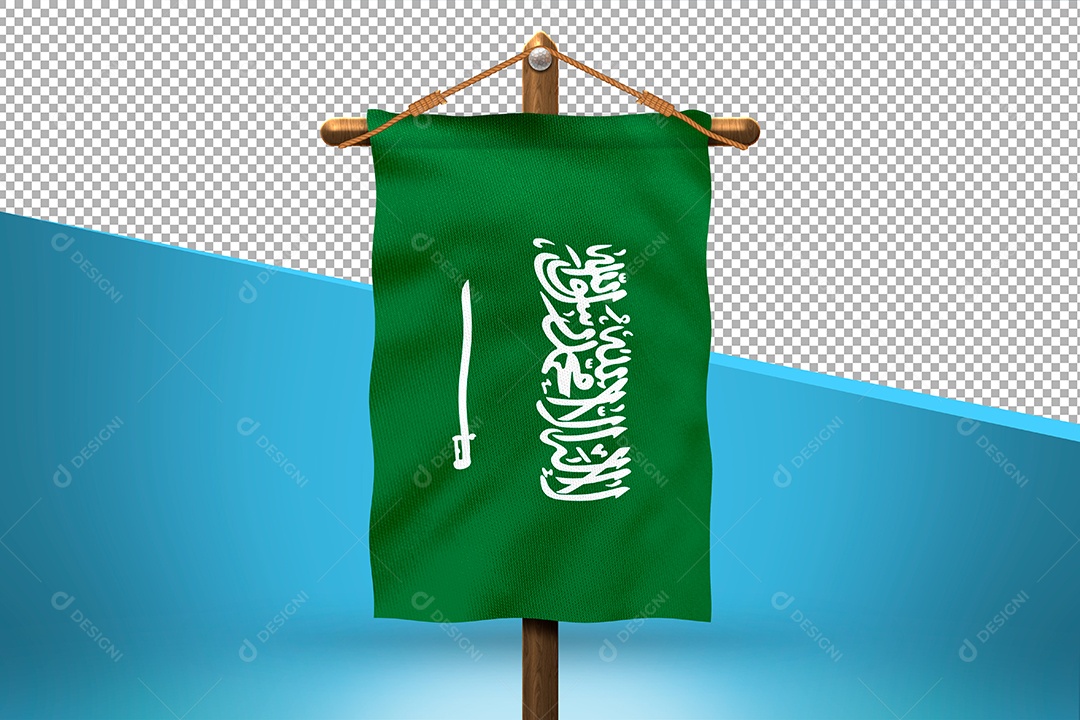 Bandeira Arábia Saudita Elemento 3D para Composição PSD