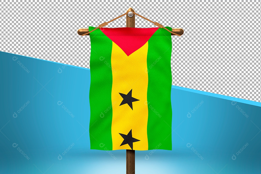 Bandeira de São Tomé e Príncipe Elemento 3D para Composição PSD