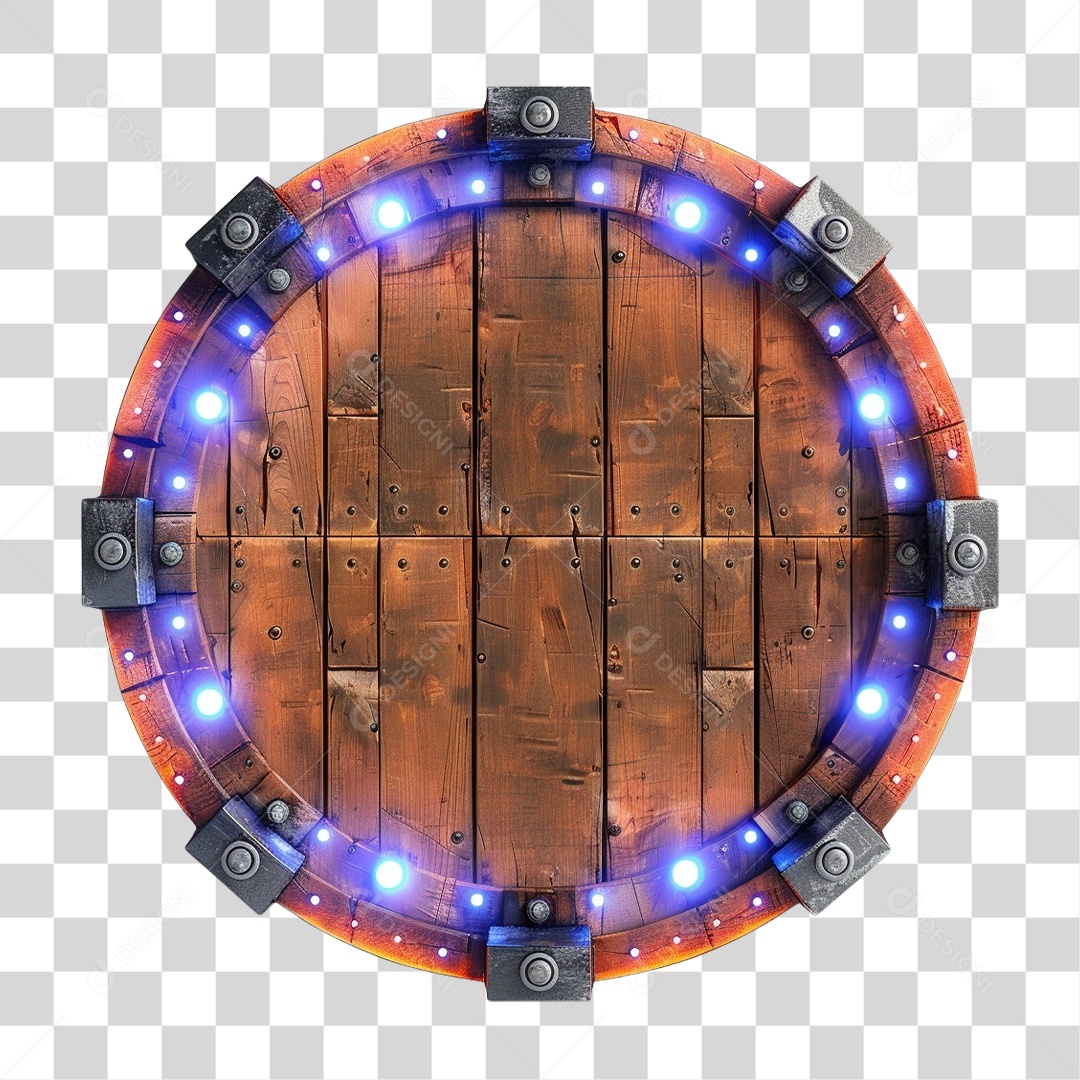 Placa de Madeira com Lâmpadas PNG Transparente