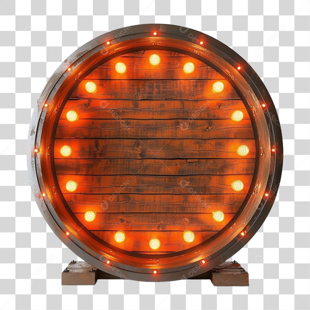 Placa de Madeira com Lâmpadas PNG Transparente