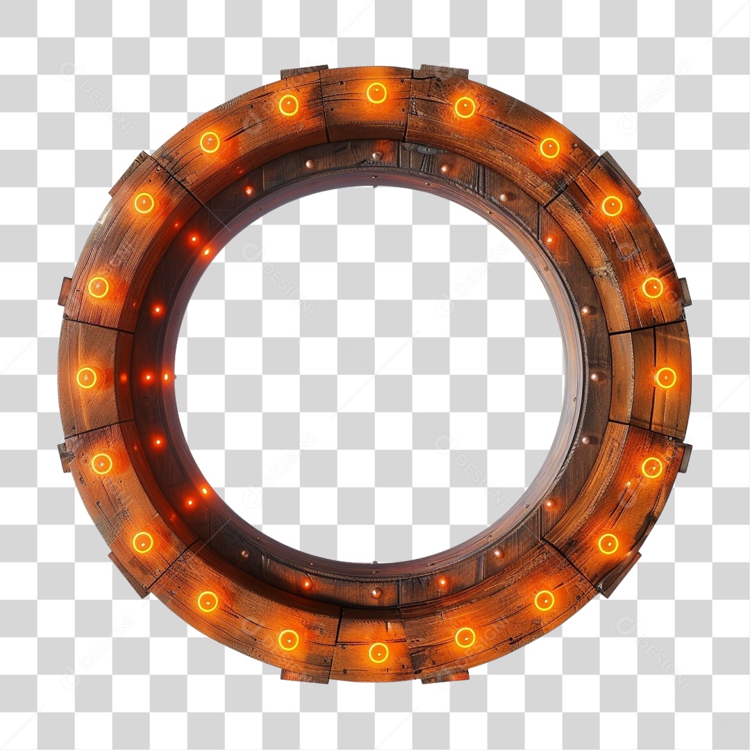 Placa de Madeira com Lâmpadas PNG Transparente