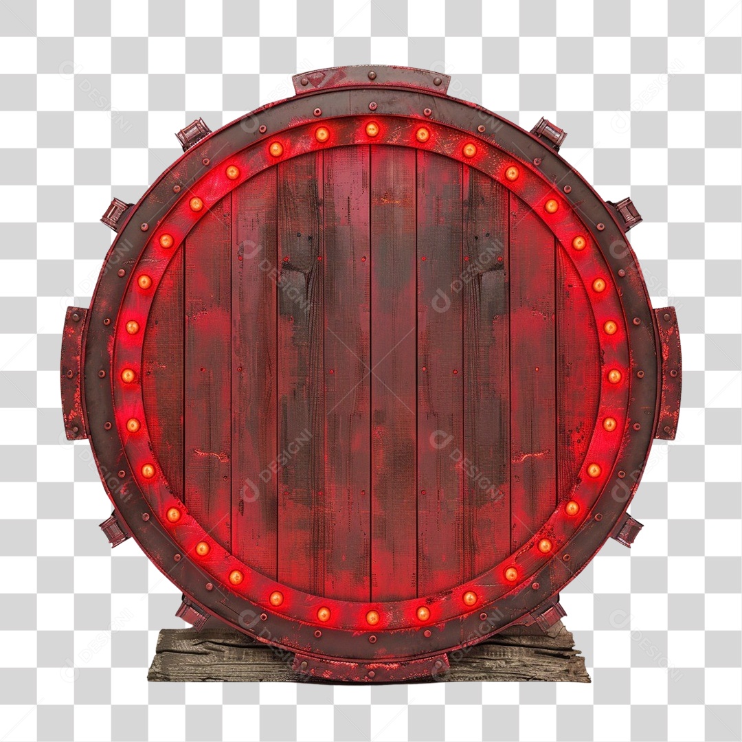 Placa de Madeira com Lâmpadas Redonda PNG Transparente