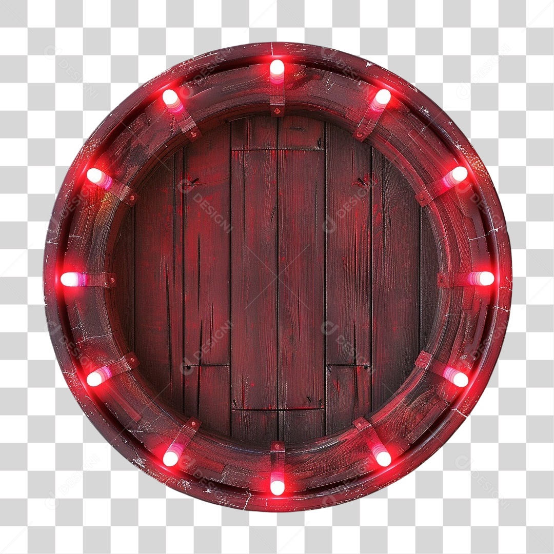Placa de Madeira com Lâmpadas Redonda PNG Transparente