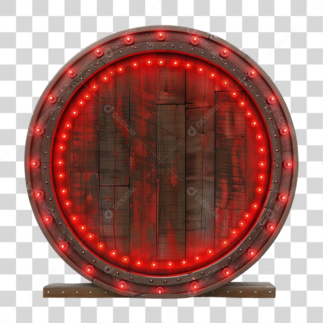 Placa de Madeira com Lâmpadas Redonda PNG Transparente