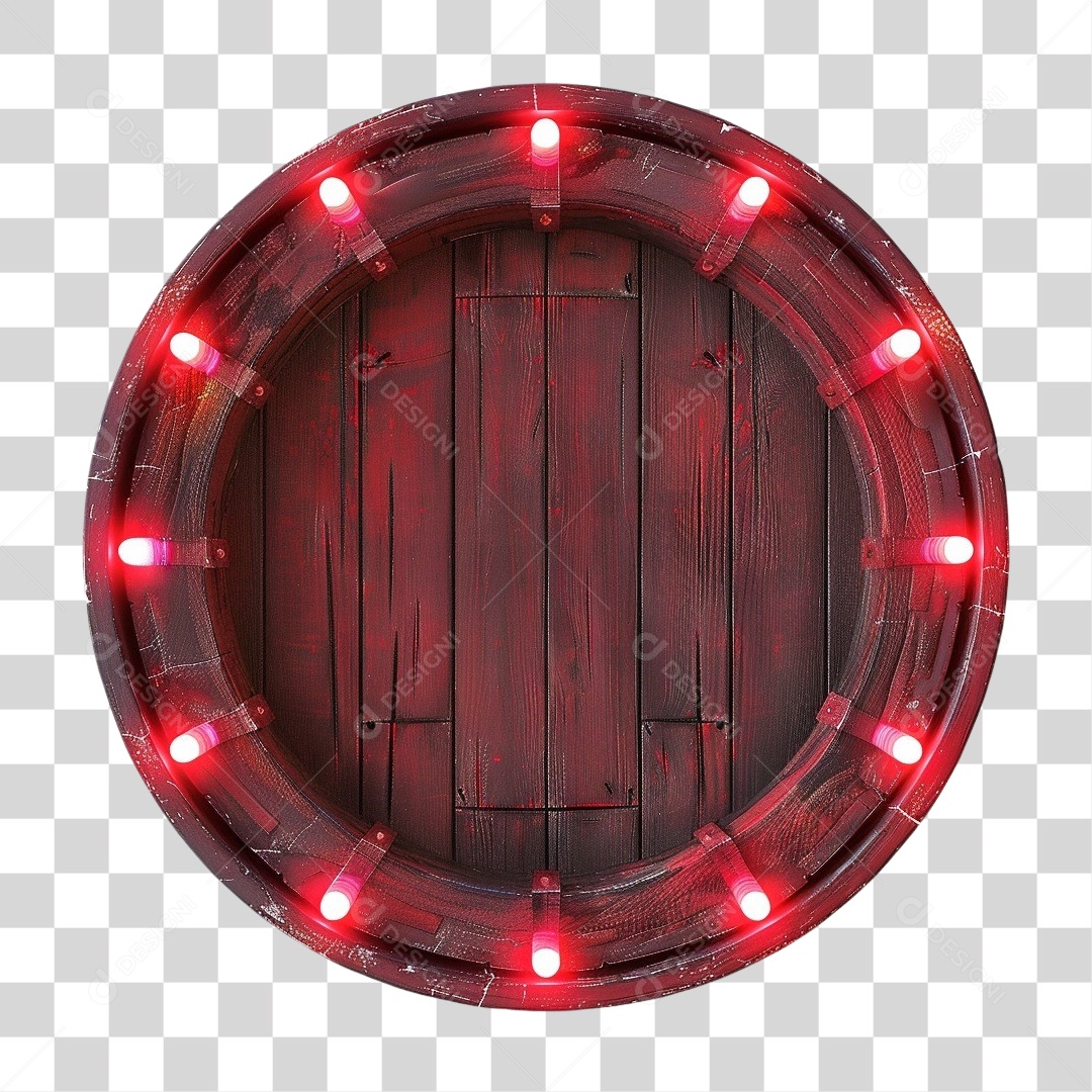 Placa de Madeira com Lâmpadas Redonda PNG Transparente