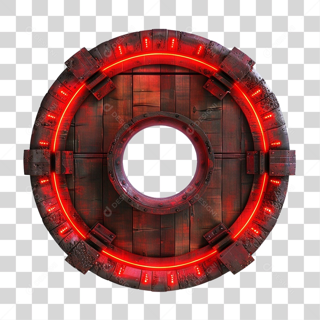 Placa de Madeira com Lâmpadas Redonda PNG Transparente