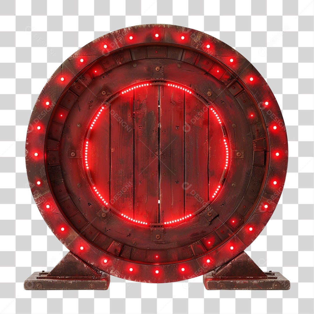 Placa de Madeira com Lâmpadas Redonda PNG Transparente
