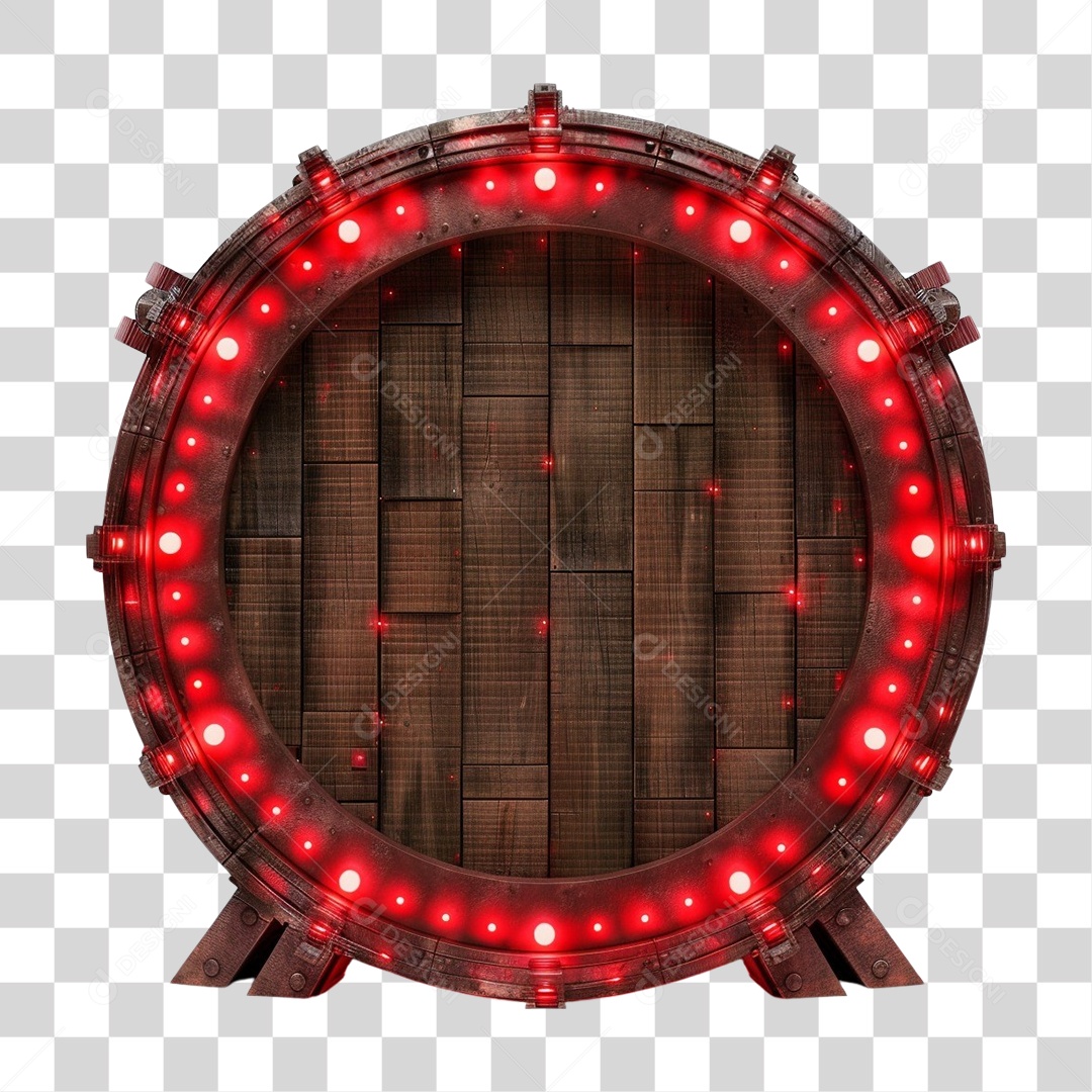 Placa de Madeira com Lâmpadas Redonda PNG Transparente