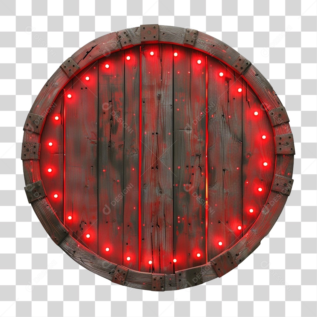 Placa de Madeira com Lâmpadas Redonda PNG Transparente