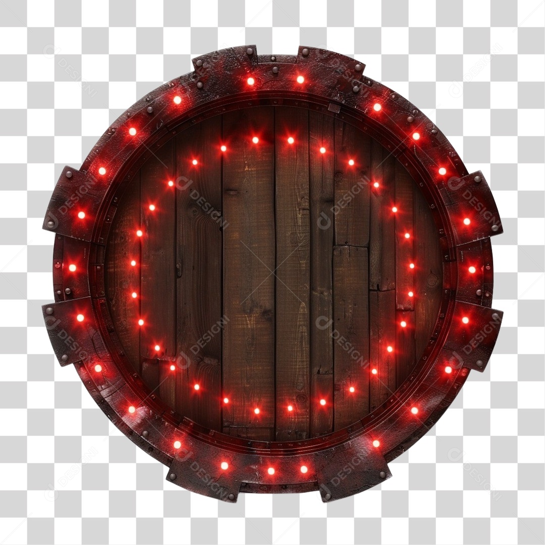 Placa de Madeira com Lâmpadas Redonda PNG Transparente