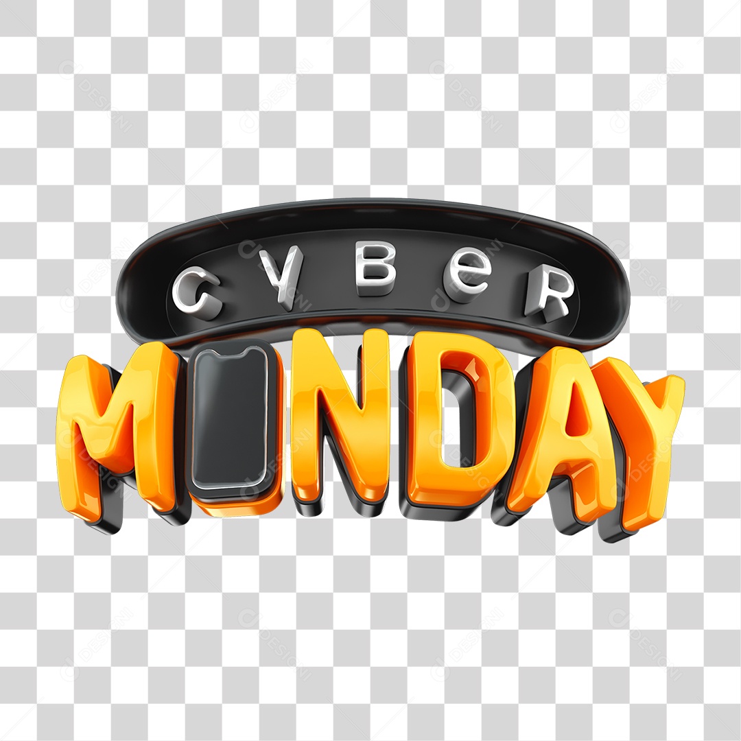 Selo 3D Cyber Monday PNG Transparente