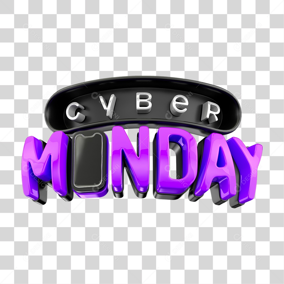 Selo 3D Cyber Monday PNG Transparente