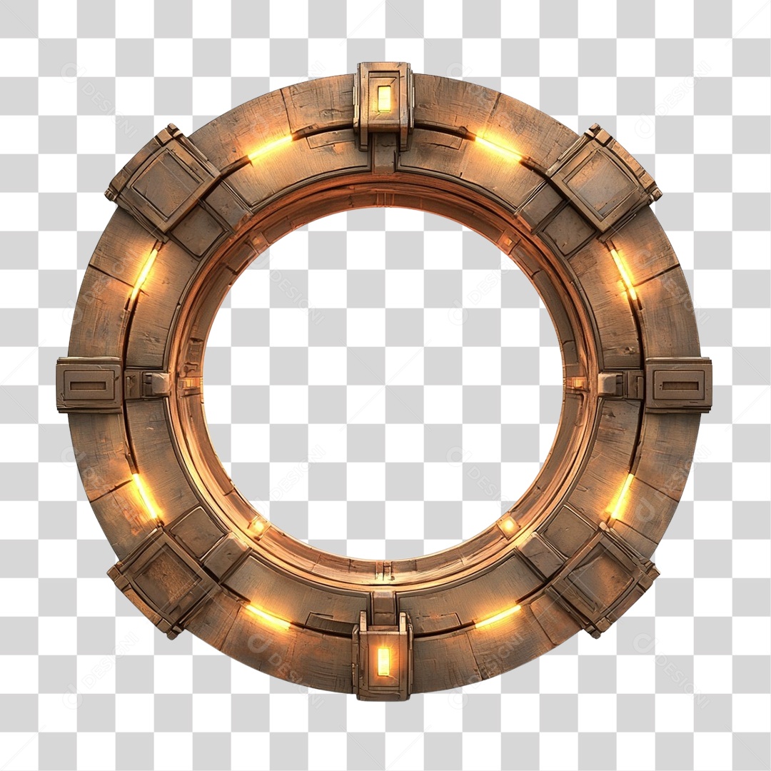 Placa de Madeira com Lâmpadas Redonda PNG Transparente