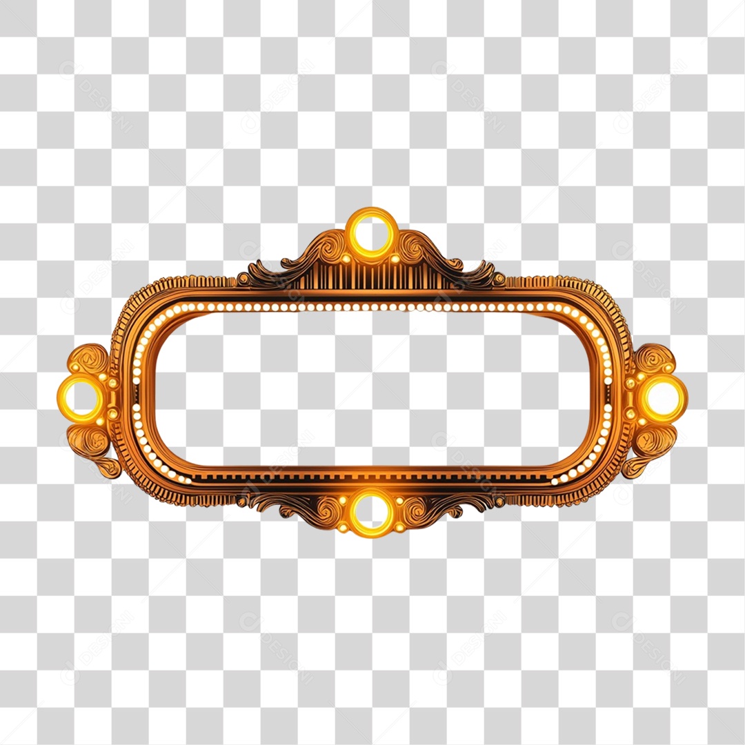 Placa de Metal Dourada com Lâmpadas PNG Transparente