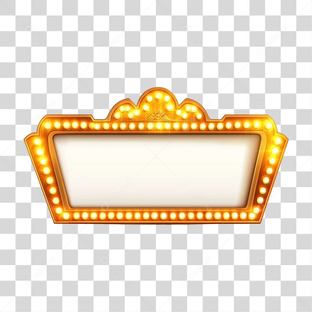 Placa de Metal Dourada com Lâmpadas PNG Transparente