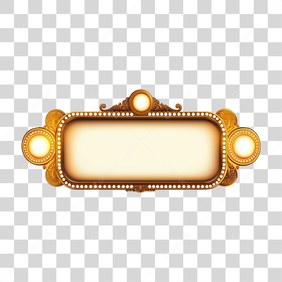 Placa de Metal Dourada com Lâmpadas PNG Transparente