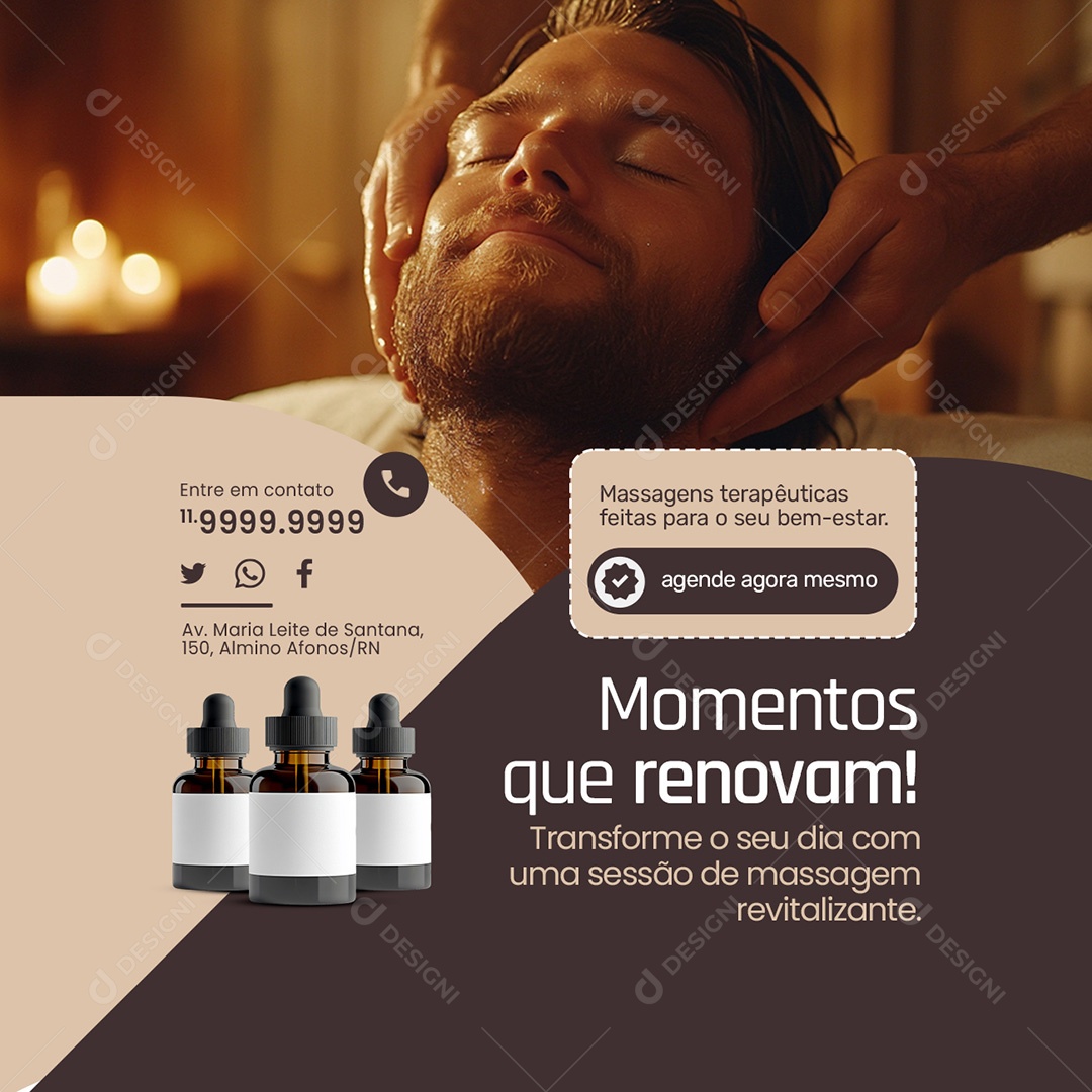 Massagista Momentos Que Renovam Social Media PSD Editável
