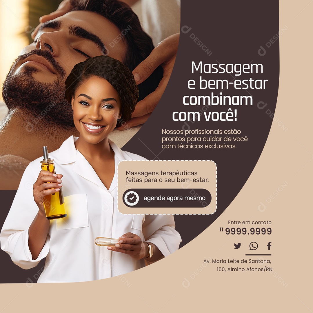 Massagista Massagem e Bem Estar Social Media PSD Editável