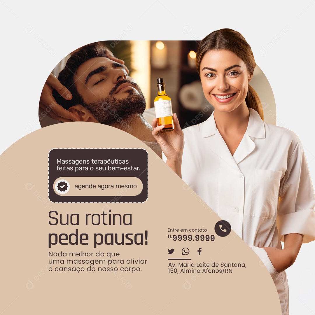 Massagista Massagem Sua Rotina Pede Pausa Media PSD Editável