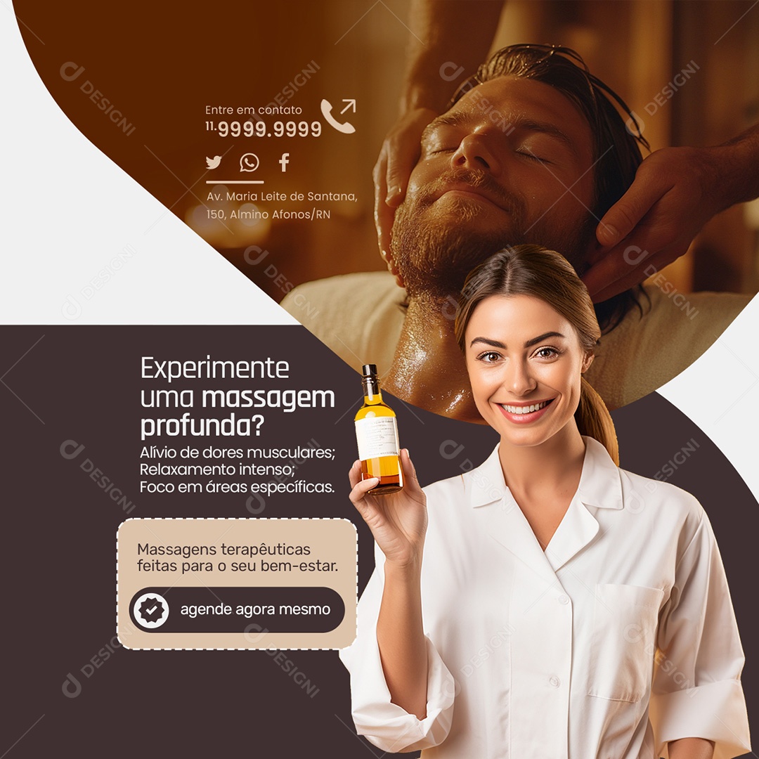 Massagista Massagem Experimente Social Media PSD Editável