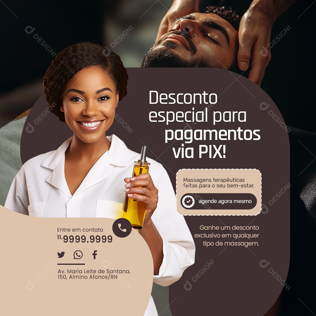 Massagista Massagem Desconto Social Media PSD Editável