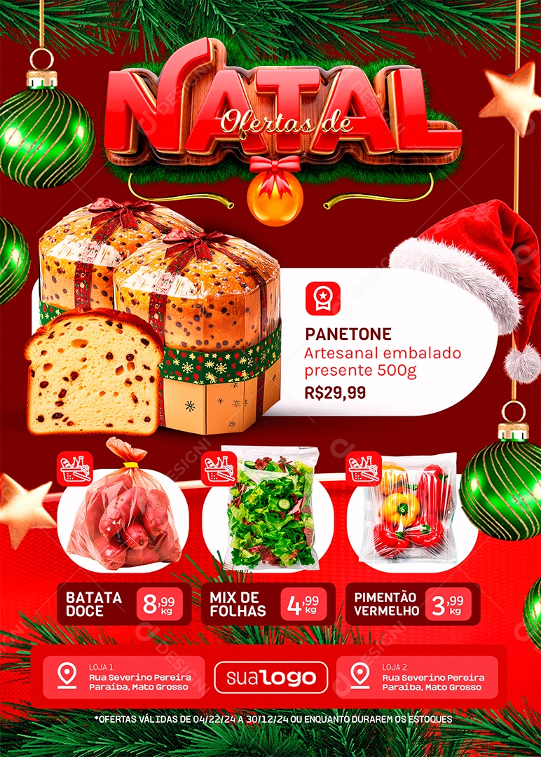 Tabloide Oferta de Natal Supermercado Produtos Social Media PSD Editável