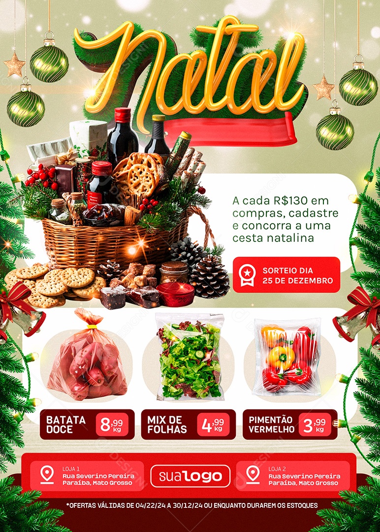 Tabloide Natal Supermercado Produtos Social Media PSD Editável