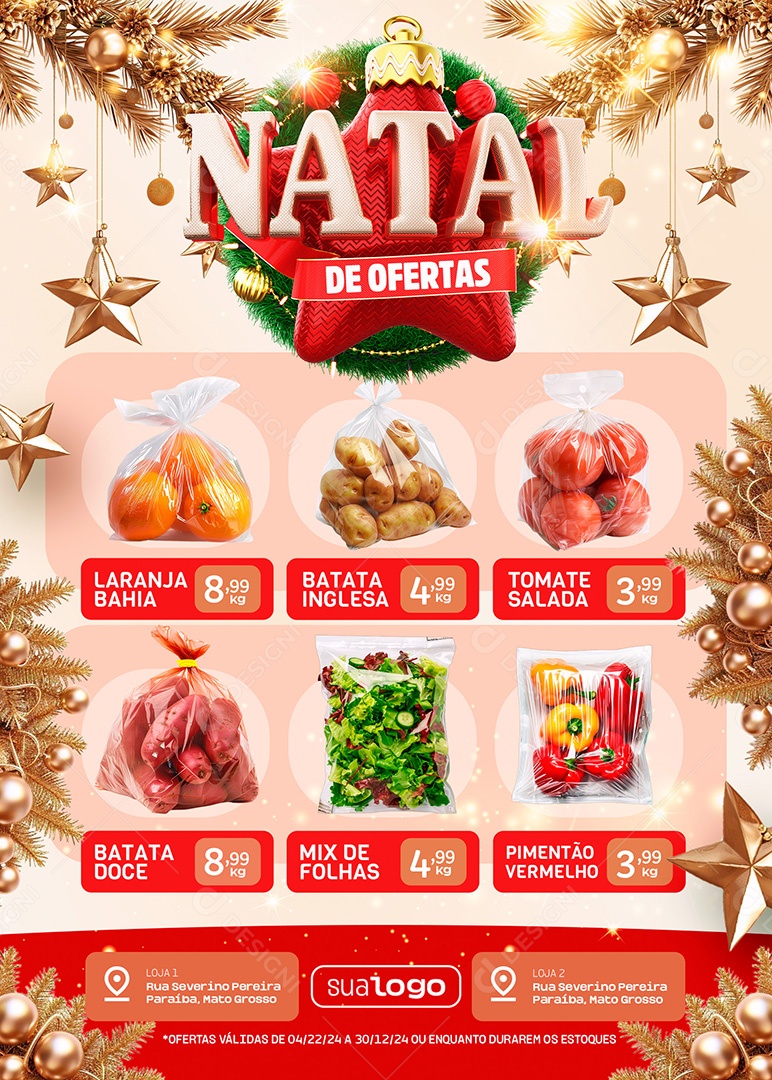 Tabloide Natal de Oferta Supermercado Produtos Social Media PSD Editável