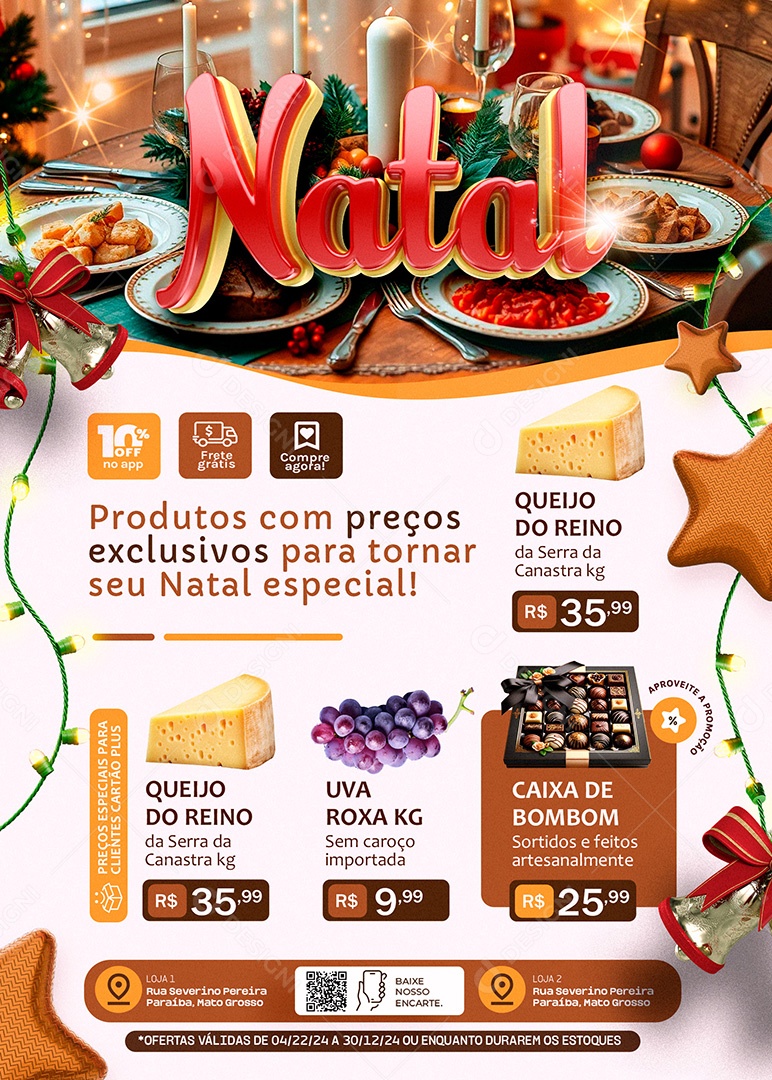 Tabloide Natal Supermercado Produtos Social Media PSD Editável