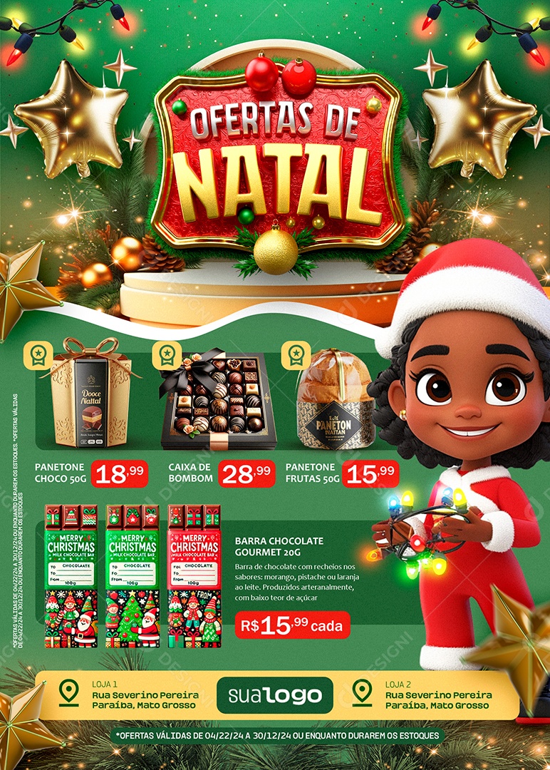 Tabloide Ofertas de Natal Supermercado Produtos Social Media PSD Editável