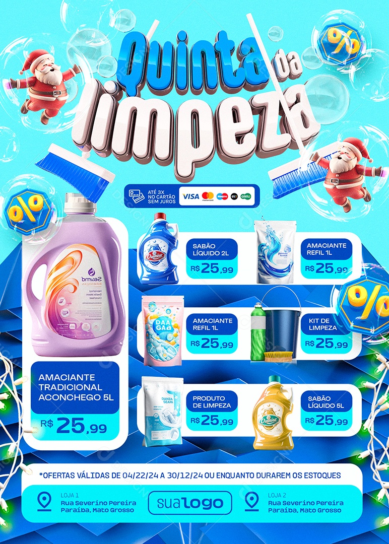 Tabloide Quinta da Limpeza Supermercado Produtos Social Media PSD Editável