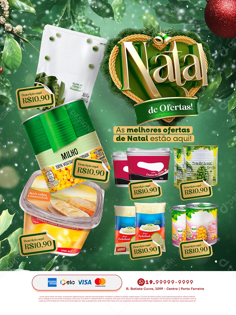 Encarte Natal de Ofertas Supermercado Social Media PSD Editável