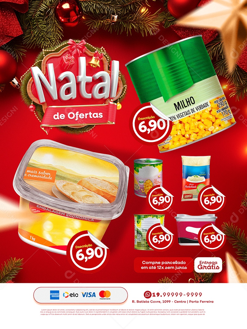 Encarte Natal de Ofertas Supermercado Social Media PSD Editável