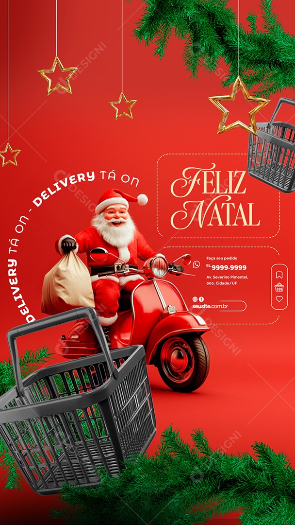 Supermercado Delivery Tá ON Feliz Natal Social Media PSD Editável