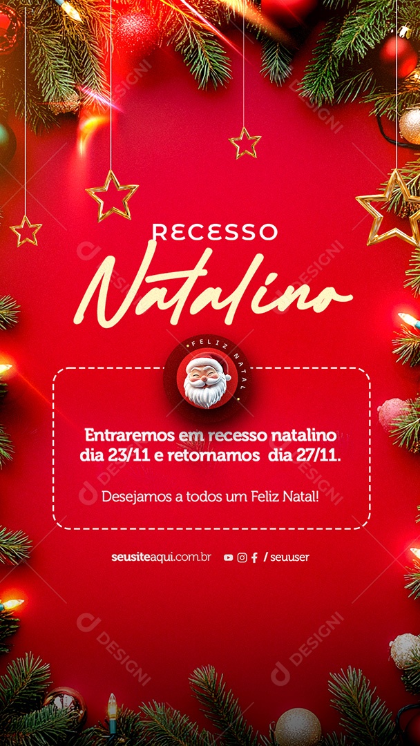 Story Recesso Feliz Natal Social Media PSD Editável