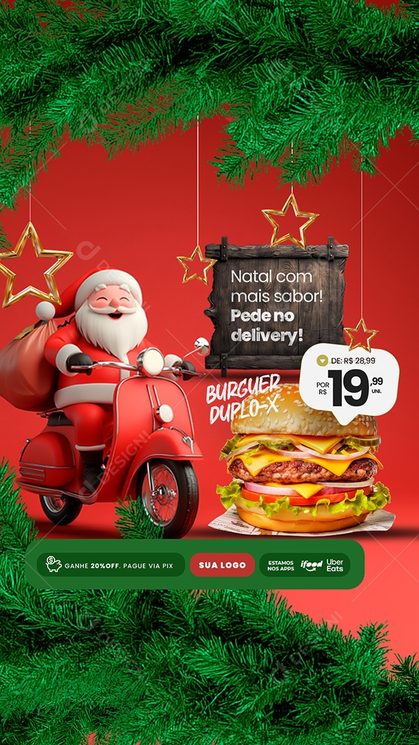 Story Hamburgueria Natal de Ofertas Social Media PSD Editável