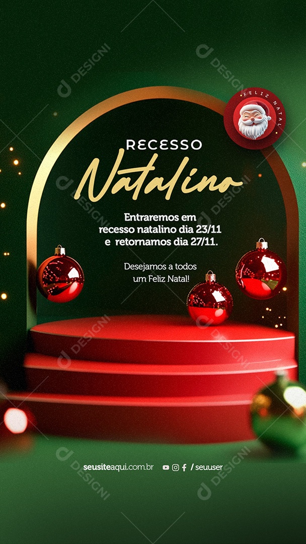 Story Recesso Feliz Natal Social Media PSD Editável