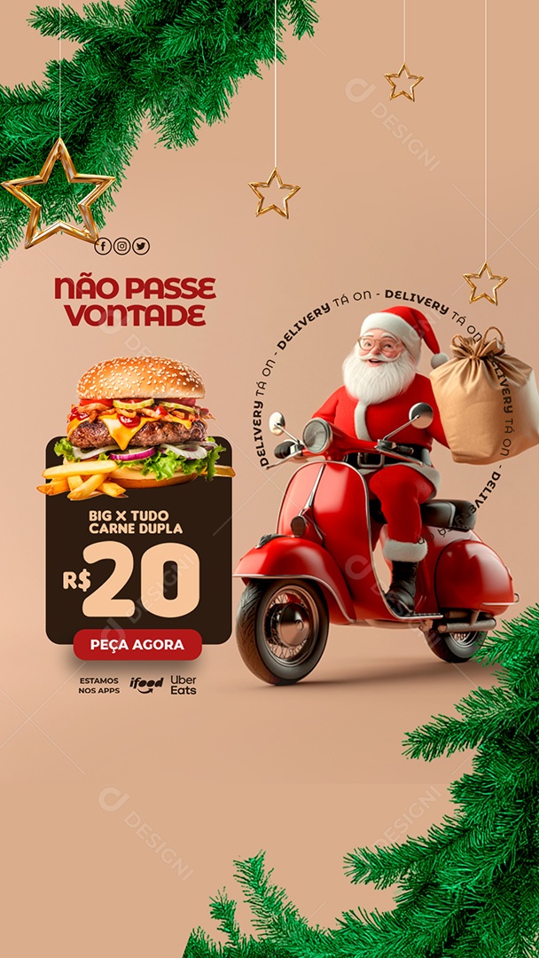 Hamburgueria Natal Não Passe Vontade Social Media PSD Editável