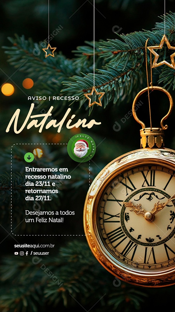 Story Recesso Feliz Natal Social Media PSD Editável