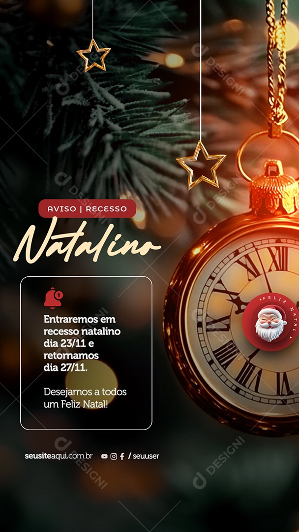 Story Recesso Feliz Natal Social Media PSD Editável