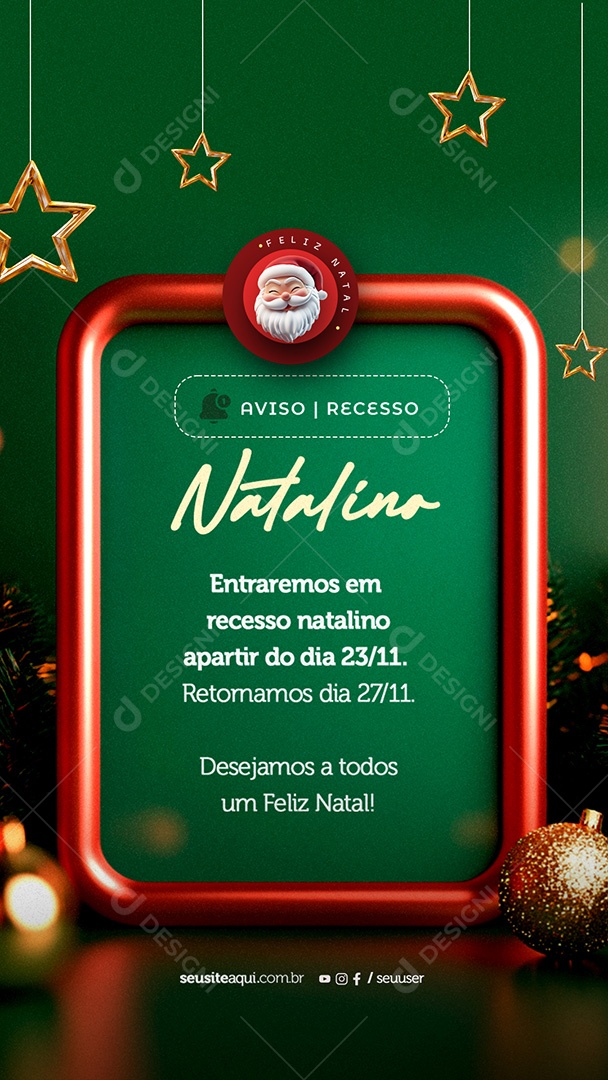 Story Recesso Feliz Natal Social Media PSD Editável