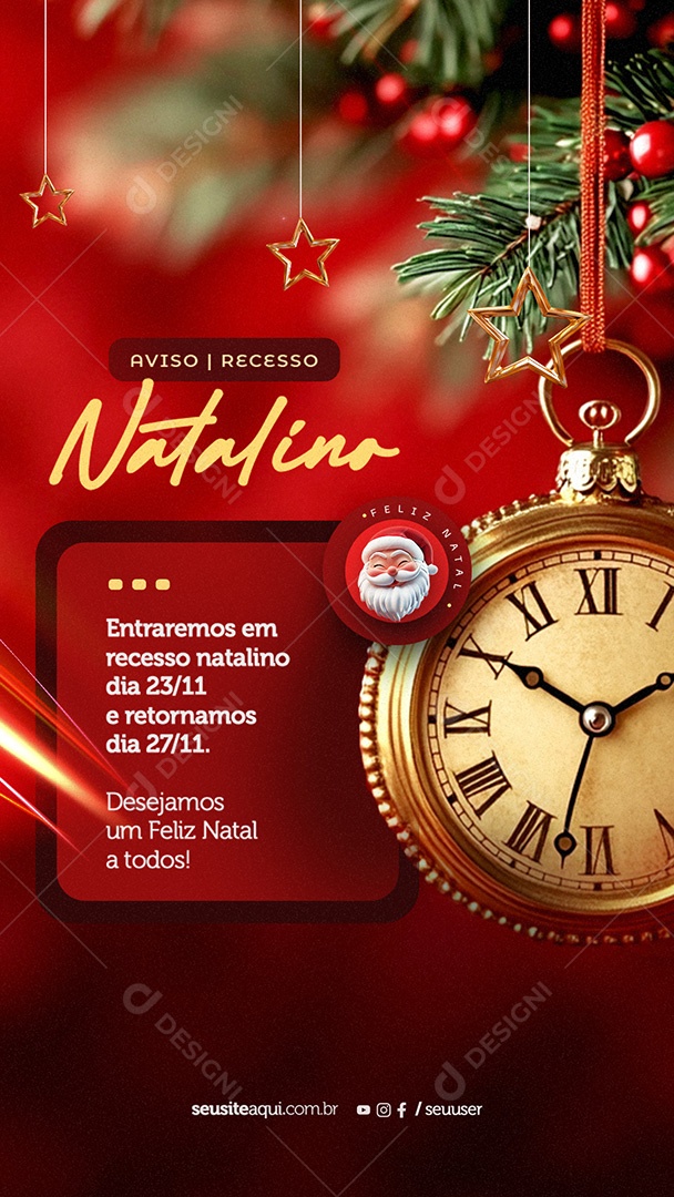 Story Recesso Feliz Natal Social Media PSD Editável