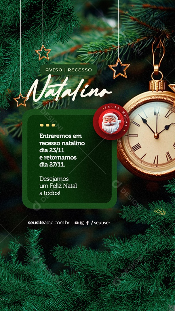 Story Recesso Feliz Natal Social Media PSD Editável