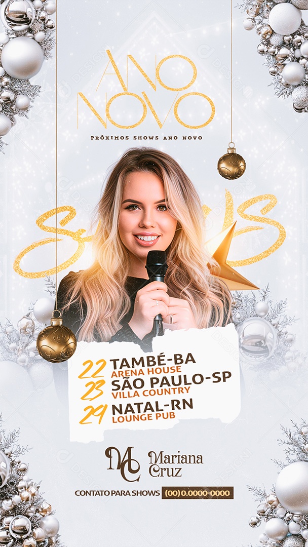 Flyer Shows Réveillon Agenda Ano Novo Social Media PSD Editável