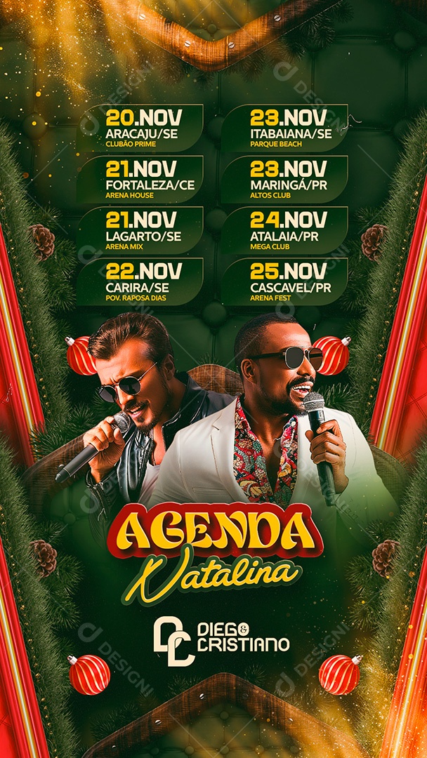 Story Flyer Shows Agenda Natalina Social Media PSD Editável