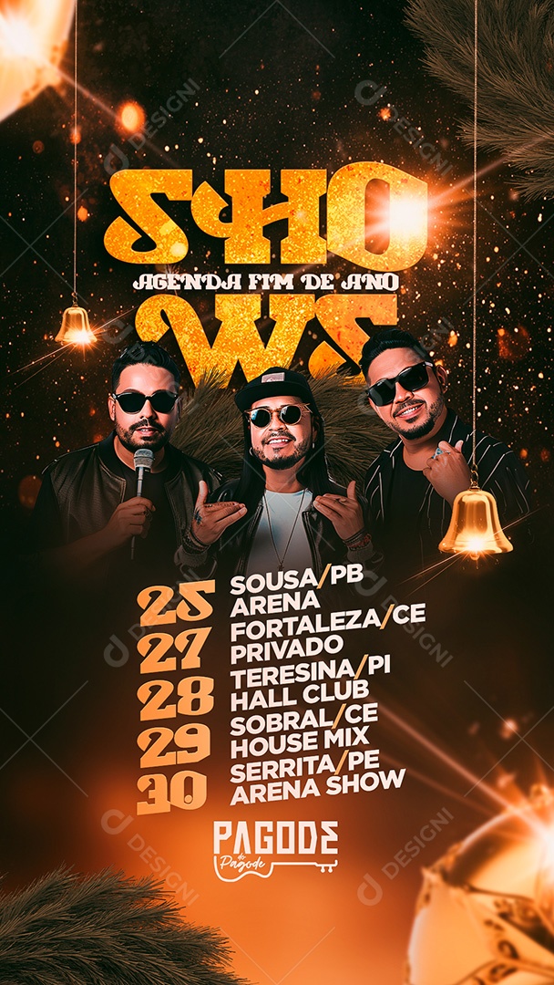 Flyer Shows Réveillon Agenda Social Media PSD Editável