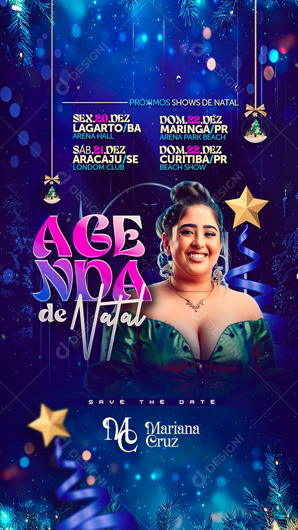 Story Flyer Shows Natal Agenda Social Media PSD Editável