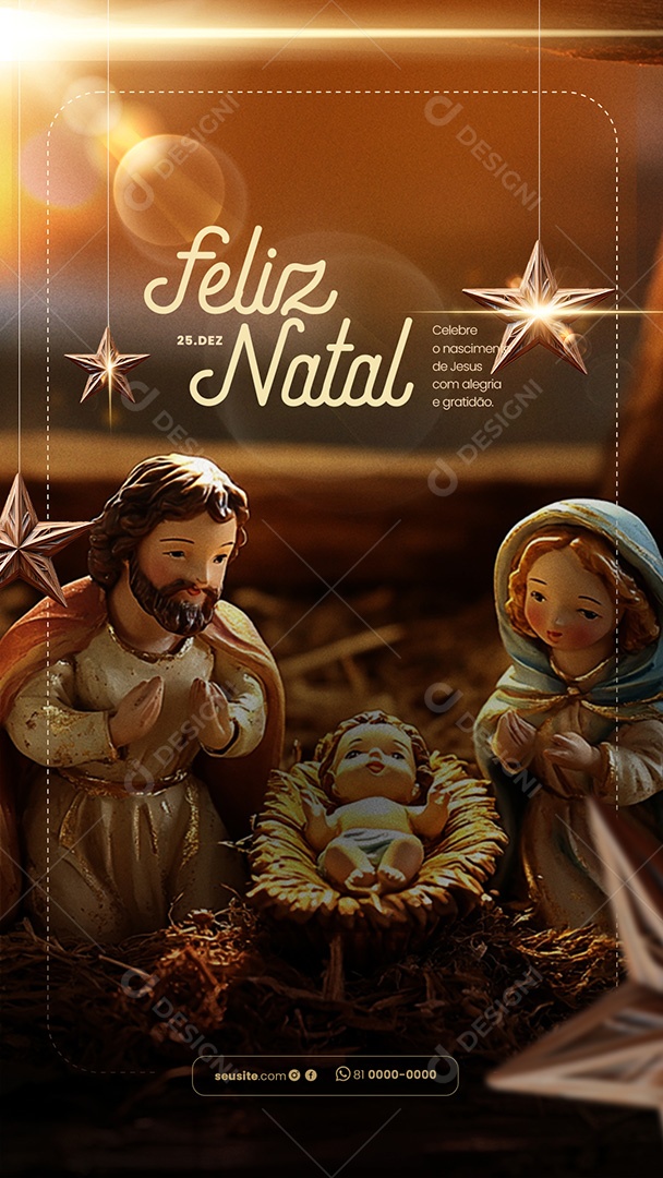 Story Feliz Natal 25 de Dezembro Nascimento de Jesus Social Media PSD Editável