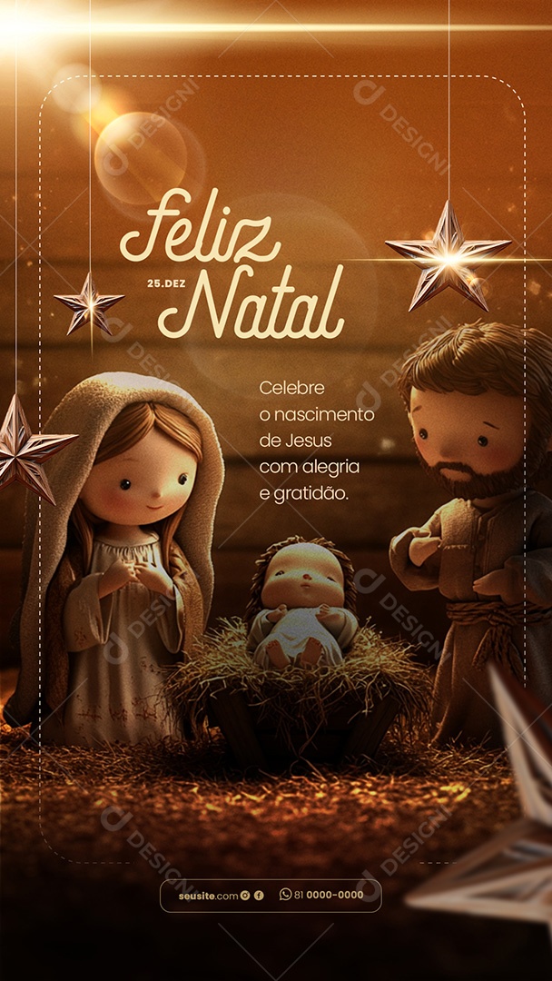 Story Feliz Natal 25 de Dezembro Nascimento de Jesus Social Media PSD Editável