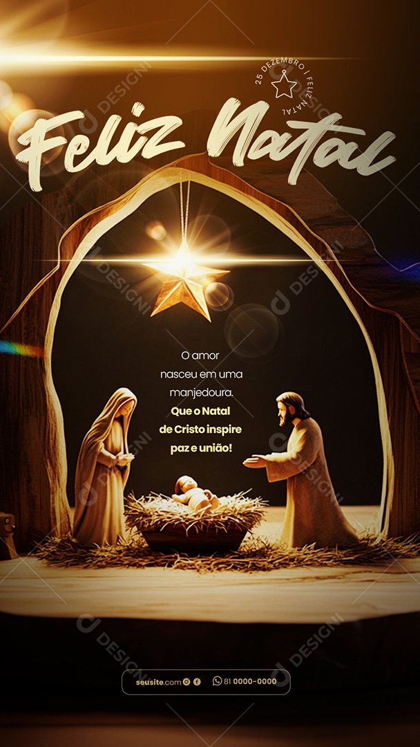 Story Feliz Natal 25 de Dezembro Nascimento de Jesus Social Media PSD Editável